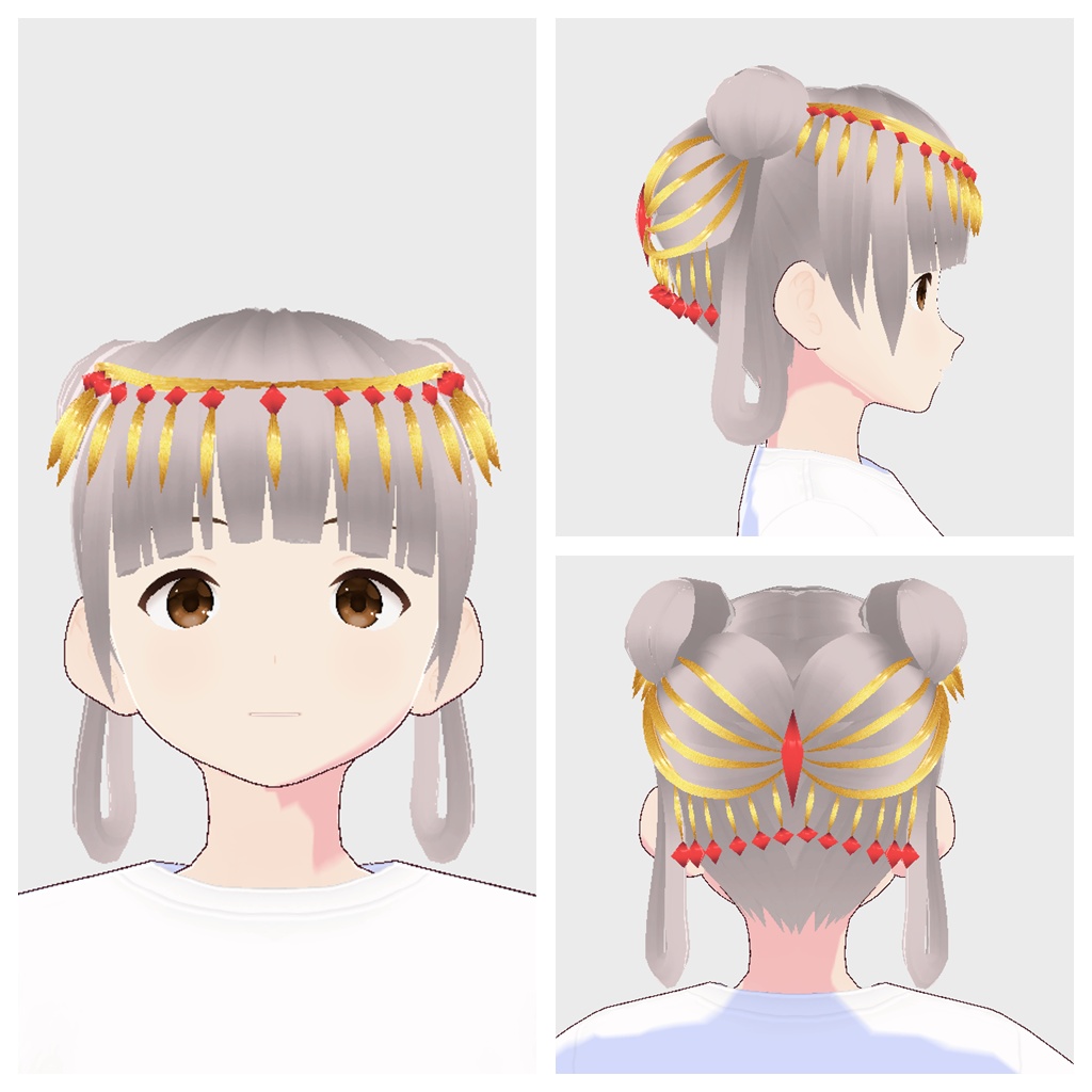 【VRoid正式版用】Hair presets+Hair accessories/髮飾/頭飾/宮廷/3D/珠寶-古裝、日式/Hair presets+Hair accessories/髮飾/頭飾/vroid/飾り枠