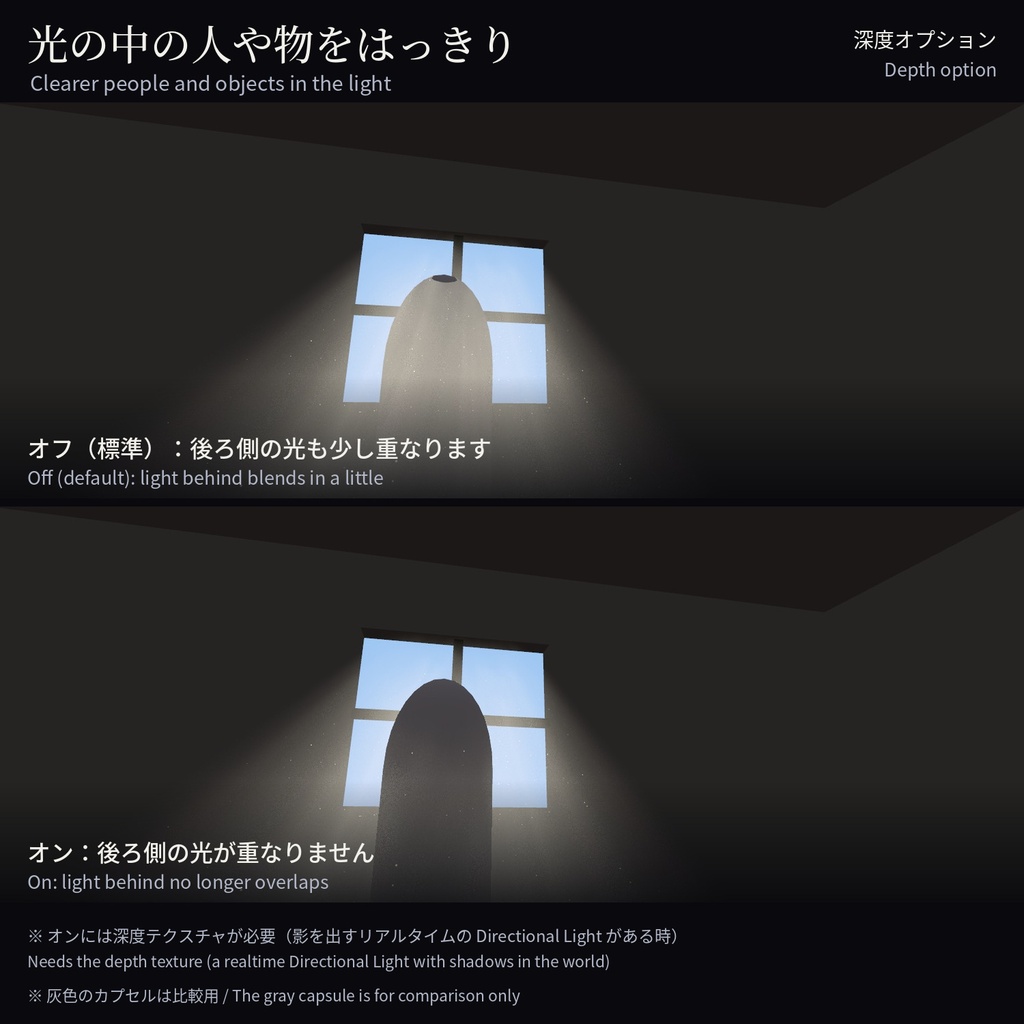 Hizashi Light Shaft - 窓から差し込む光のシェーダー