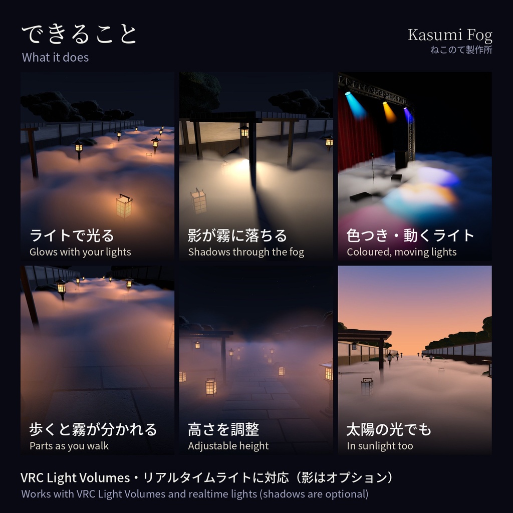 【VRChatワールド向け】Kasumi Fog - 地面に広がるボリュームフォグ