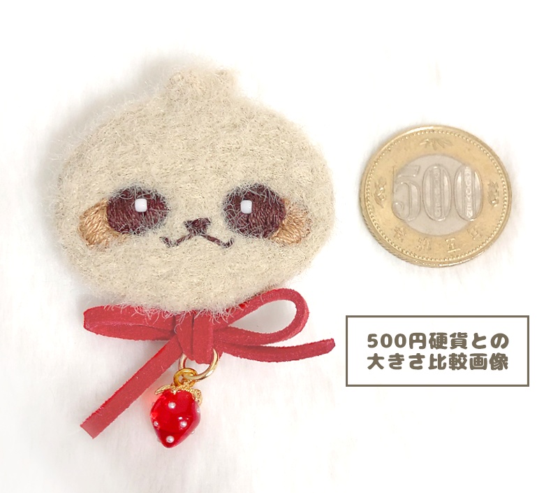 刺繍バッジ 赤リボン×チェリー