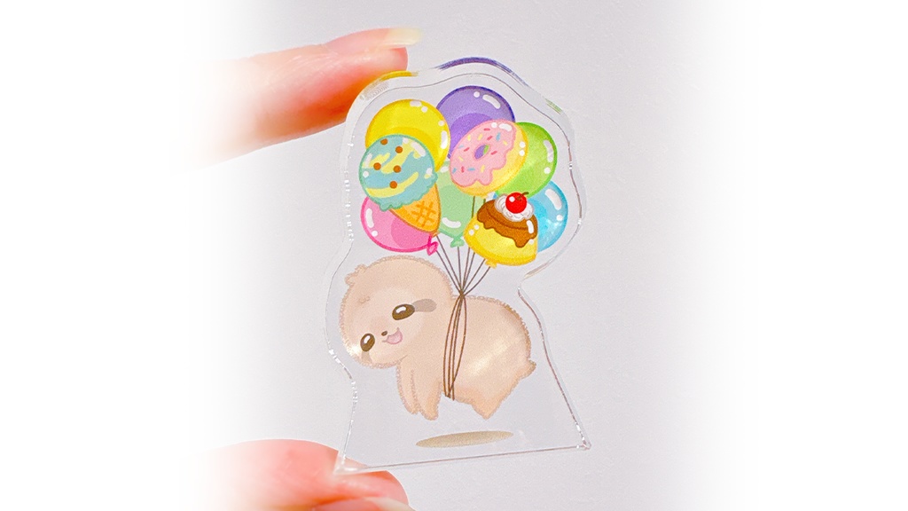 ちょっと浮いてるナマケモノ アクリルブロック