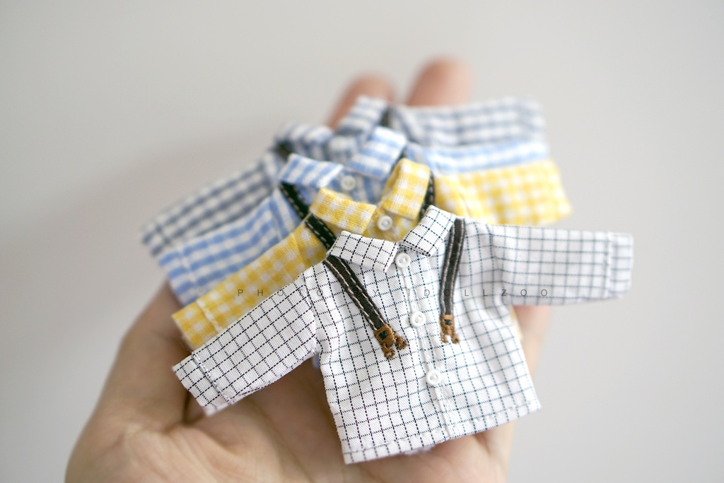 オビツ11 服 刺繍のチェックシャツ