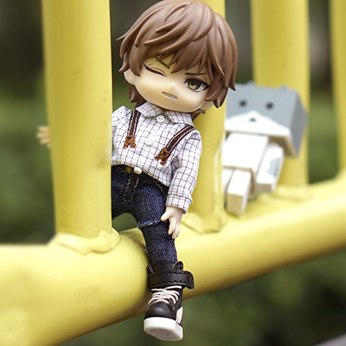 オビツ11 服 刺繍のチェックシャツ