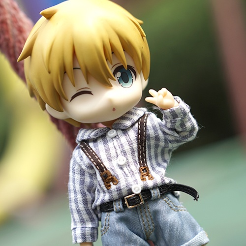 オビツ11 服 刺繍のチェックシャツ