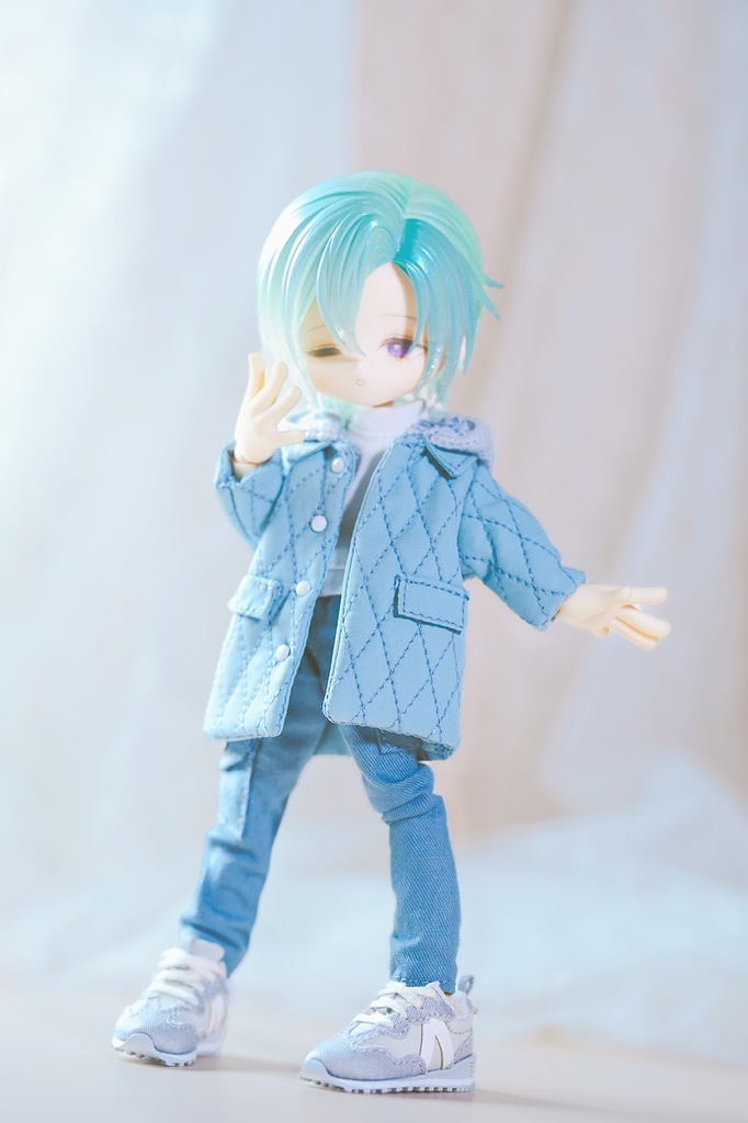 オビツ11 服 ひし形格子のコート