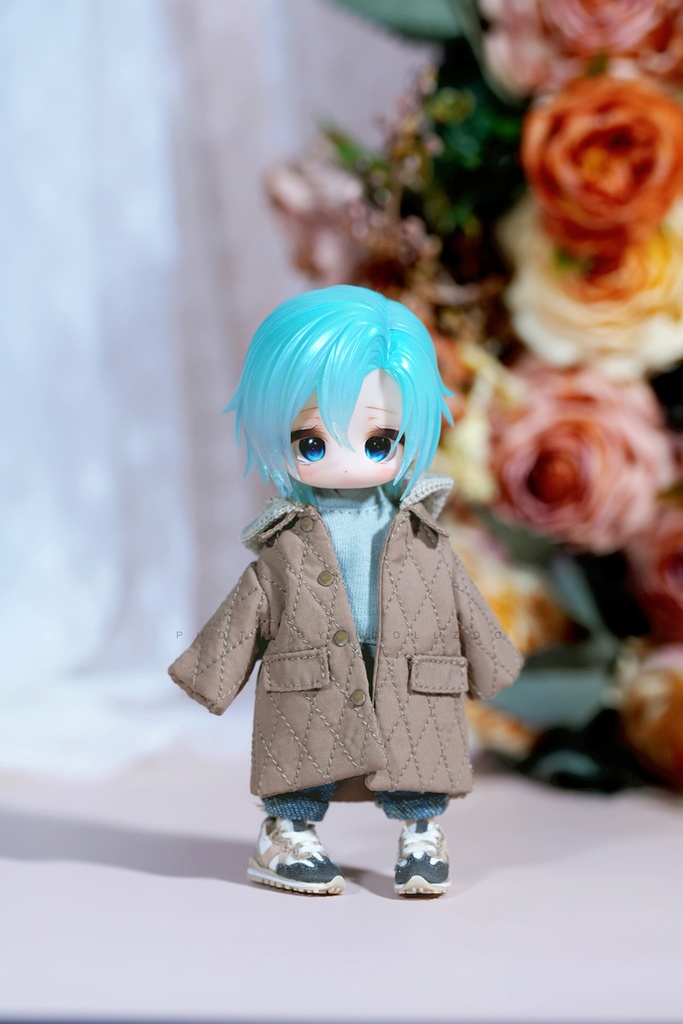 オビツ11 服 ひし形格子のコート