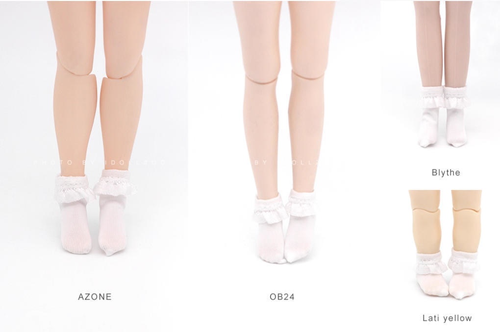 オビツ11 服 レースフラワー柄の短靴下