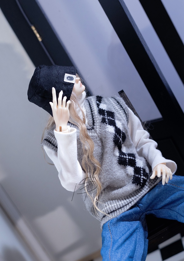 特殊1/6サイズBJD 千鳥格子ニットベスト