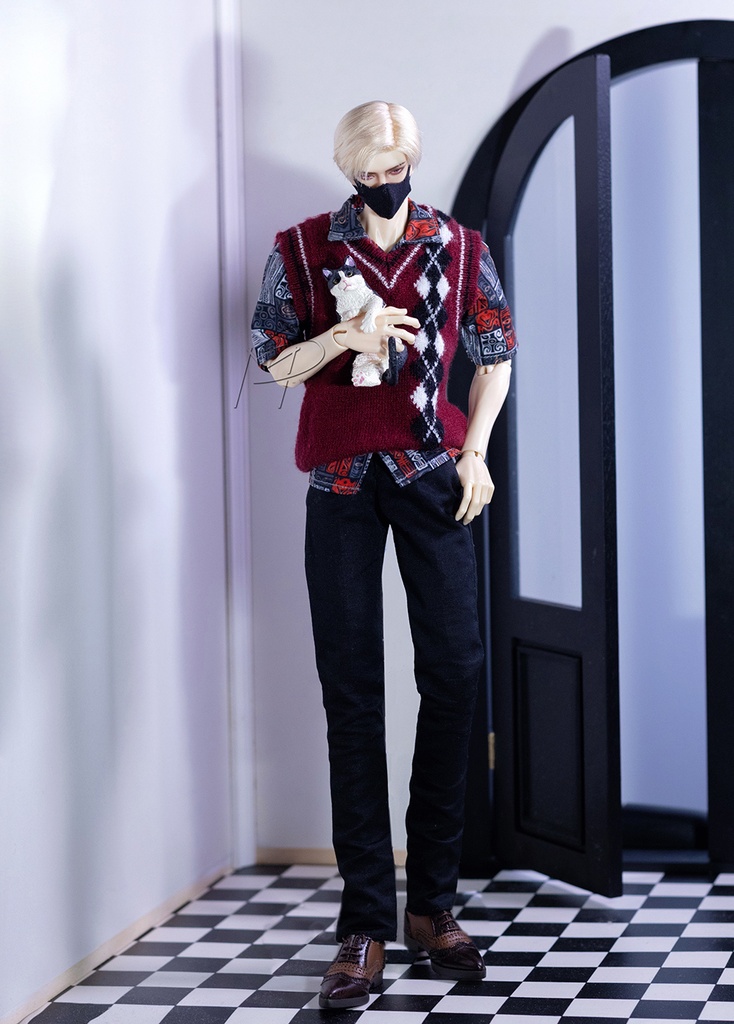 特殊1/6サイズBJD 千鳥格子ニットベスト