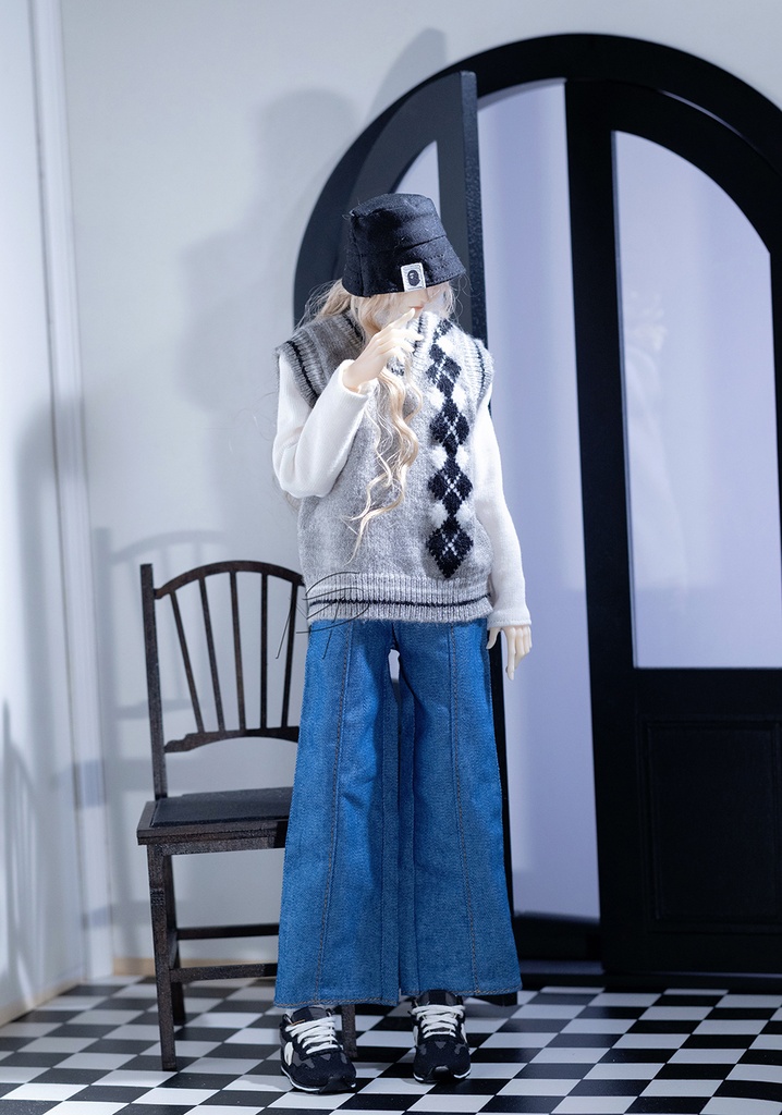 特殊1/6サイズBJD 千鳥格子ニットベスト