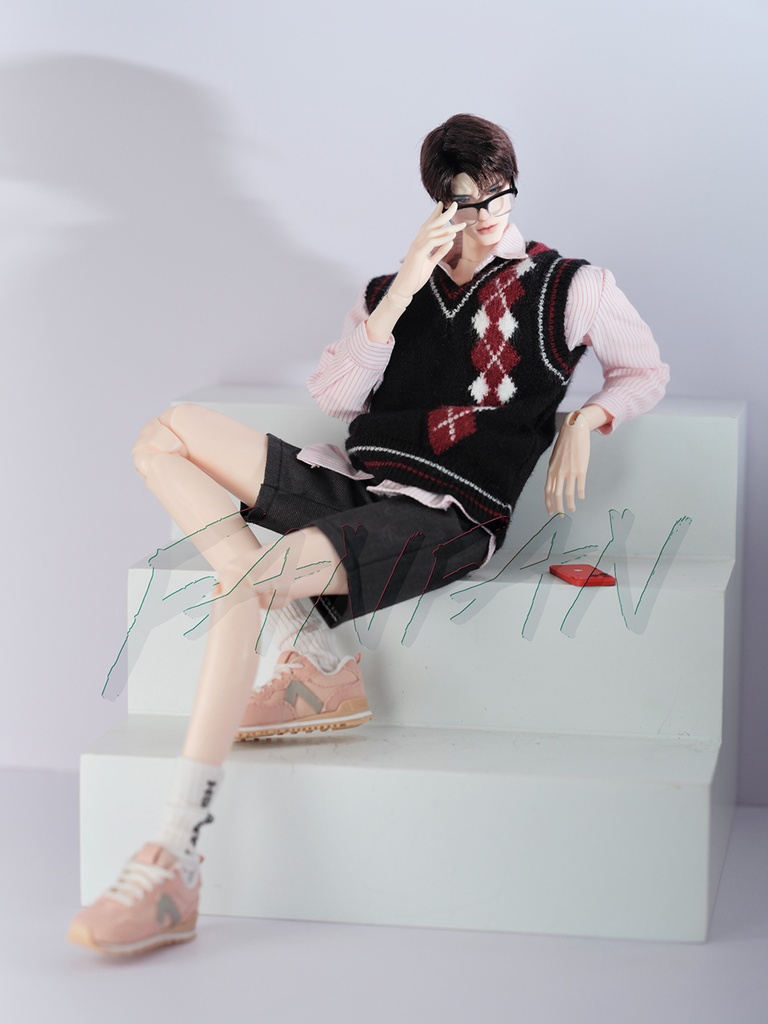 特殊1/6サイズBJD 千鳥格子ニットベスト
