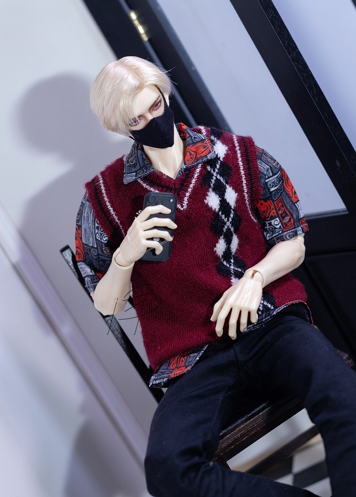 特殊1/6サイズBJD 千鳥格子ニットベスト