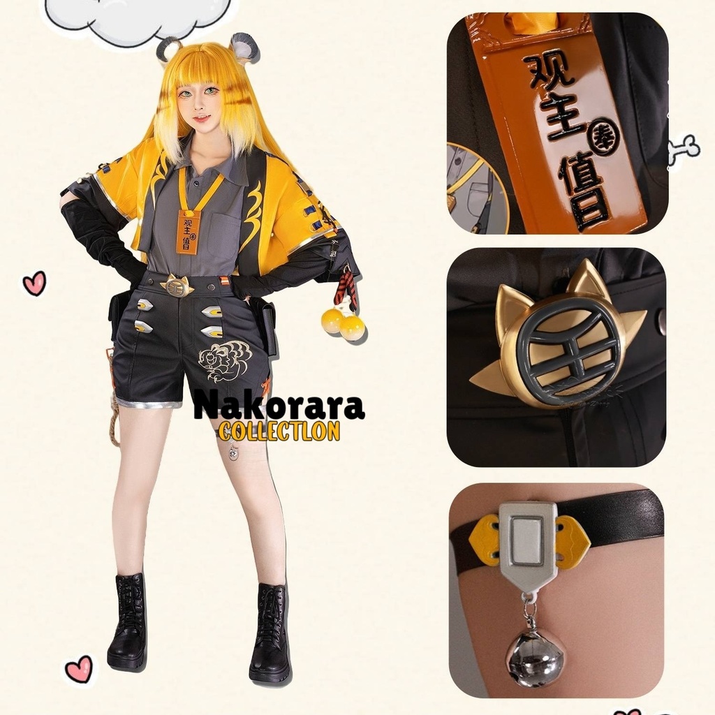 Nakorara ゼンゼロ 橘福福 コスプレ衣装 チーフーフー 尻尾付き、耳飾り贈り コスチューム
