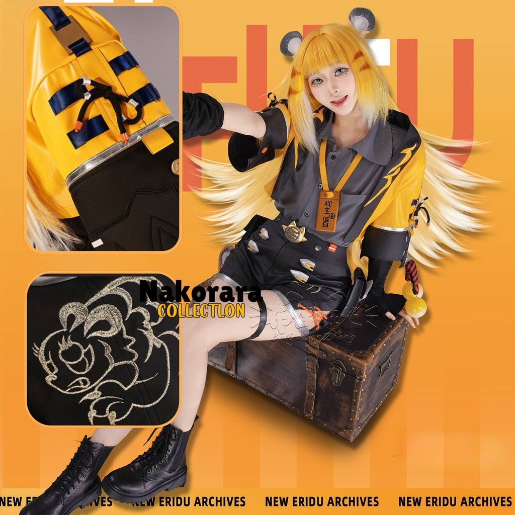 Nakorara ゼンゼロ 橘福福 コスプレ衣装 チーフーフー 尻尾付き、耳飾り贈り コスチューム