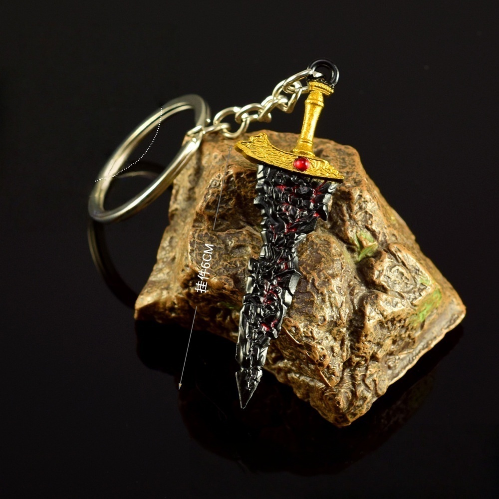 Nakorara マリケスの黒き剣 グレートソード 星砕きの大剣 ラズリの輝石剣 ミニチュア キーホルダー 6㎝ ダイキャスト製