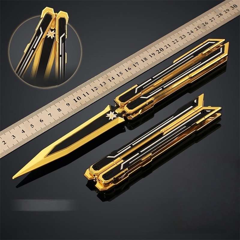 Nakorara VALORANT Champions 2025 バタフライナイフ ゲーム愛好家・コレクター向けの展示品 工芸品 非実用性 25㎝ 124g ヴァロラント 工芸品 武器モデル アクセサリー おもちゃ 武器ファン ダイキャスト製