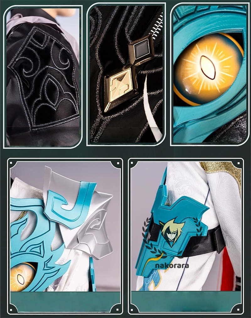 Nakorara 崩壊スターレイル 丹恒 cosplay 衣装 騰荒 金属樹脂製パーツ コスチューム Dan Heng 星穹列車 仙舟羅浮 尻尾+シューズ+ウィッグ追加