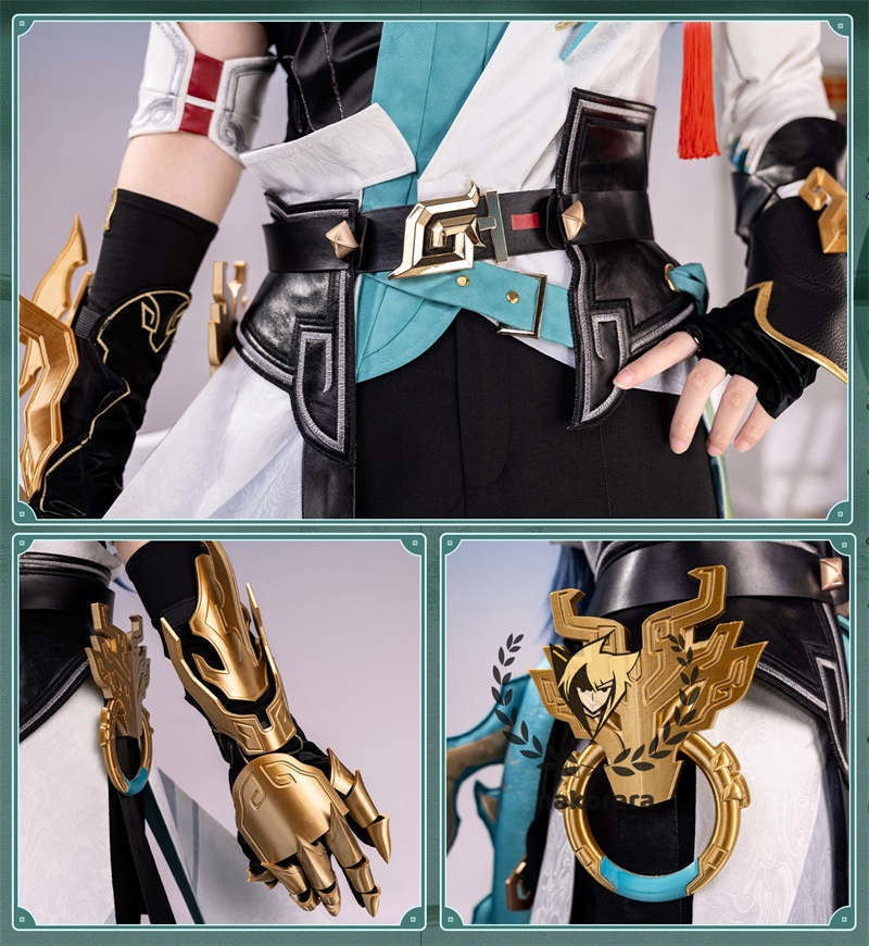 Nakorara 崩壊スターレイル 丹恒 cosplay 衣装 騰荒 金属樹脂製パーツ コスチューム Dan Heng 星穹列車 仙舟羅浮 尻尾+シューズ+ウィッグ追加