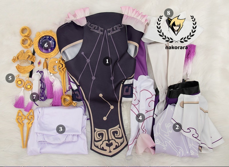 【最終処分】在庫限りで販売終了 Nakorara 崩壊:スターレイル 符玄 コスプレ衣装 3d樹脂製パーツ Fu Xuan costume 仙舟「羅浮」太卜司の長 イベント 仮装