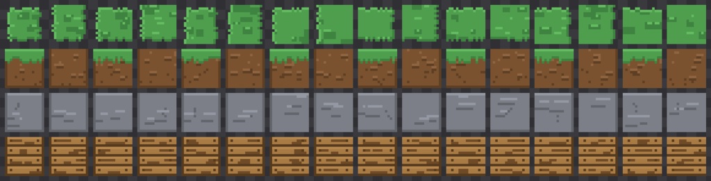 2Dゲーム向け 16x16 ドット絵タイルセット(連結タイル同梱)