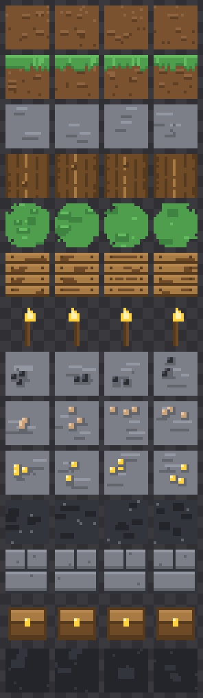 2Dゲーム向け 16x16 ドット絵タイルセット(連結タイル同梱)
