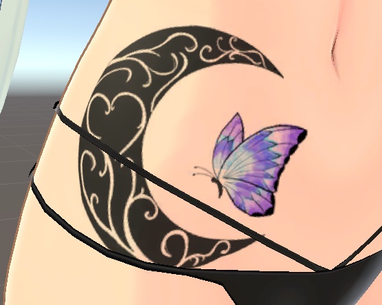 月と蝶トライバル風タトゥー
