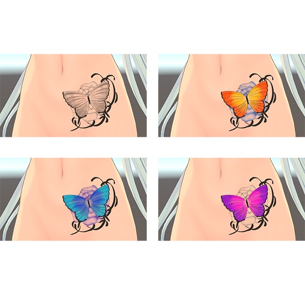 蝶とバラのトライバル風タトゥー