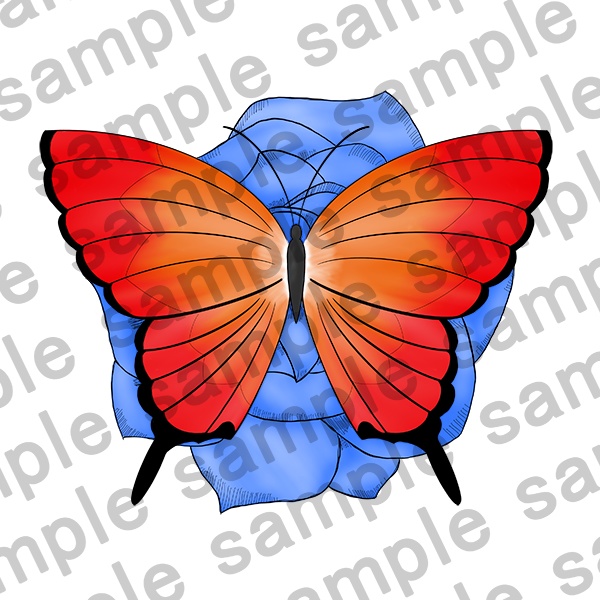 蝶とバラのトライバル風タトゥー