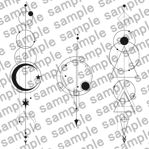 ジオメトリック風タトゥー3種セット