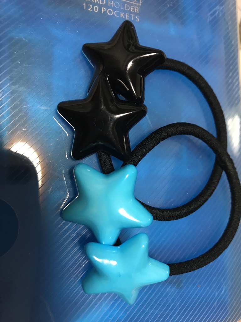 谷地ちゃん風ヘアゴム(黒・水色・クリアブルー)