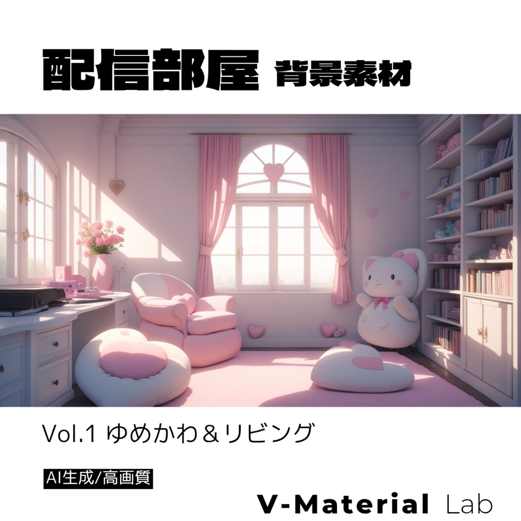 【背景素材】Vol.1 ゆめかわ＆モダンリビング 配信/サムネ用 [4K/AI]｜V-Material Lab