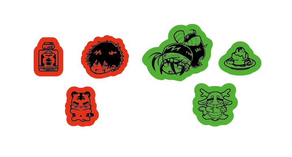 龍虎○体化列伝キャラステッカーセット