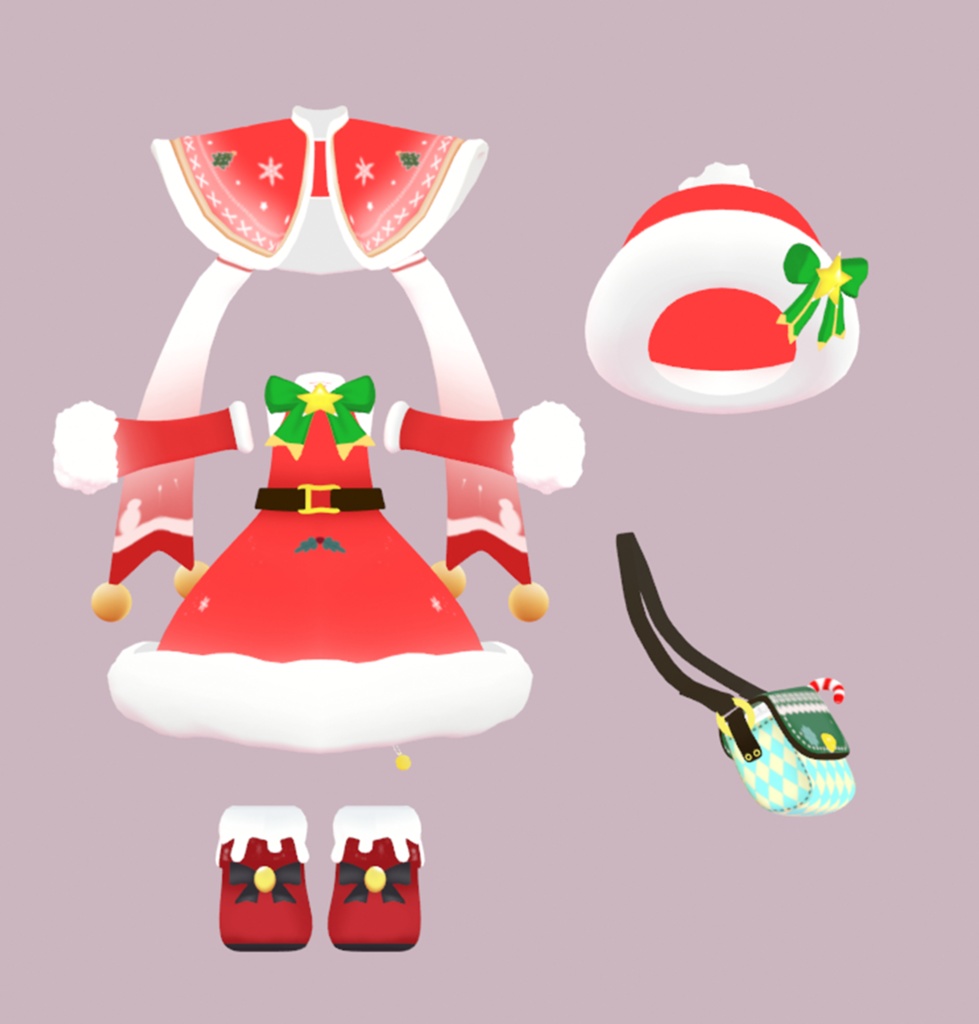 【2アバター対応 】みなほしサンタ服~Christmas costume 3D衣装