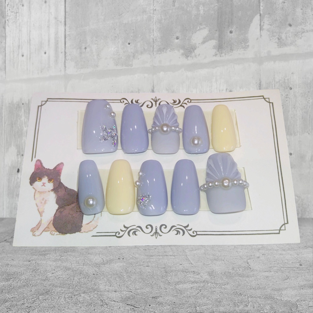 ネイルチップ くすみブルーカラー