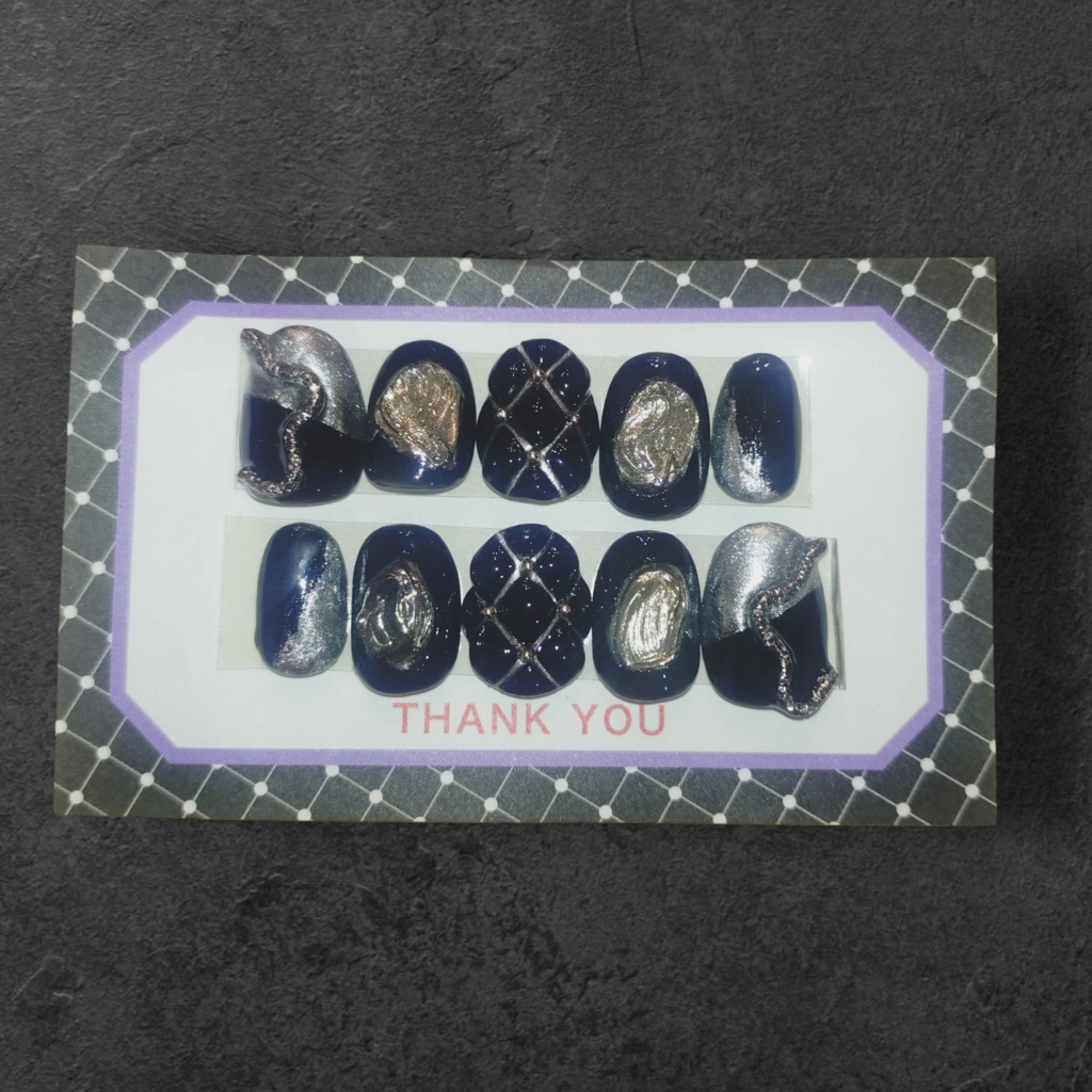 ネイルチップ  地雷系ブラック シルバー