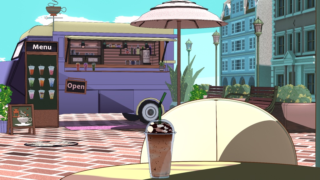 【動く配信背景】休息キッチンカー