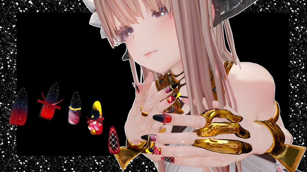 【ミダリス専用】リボンハートネイル