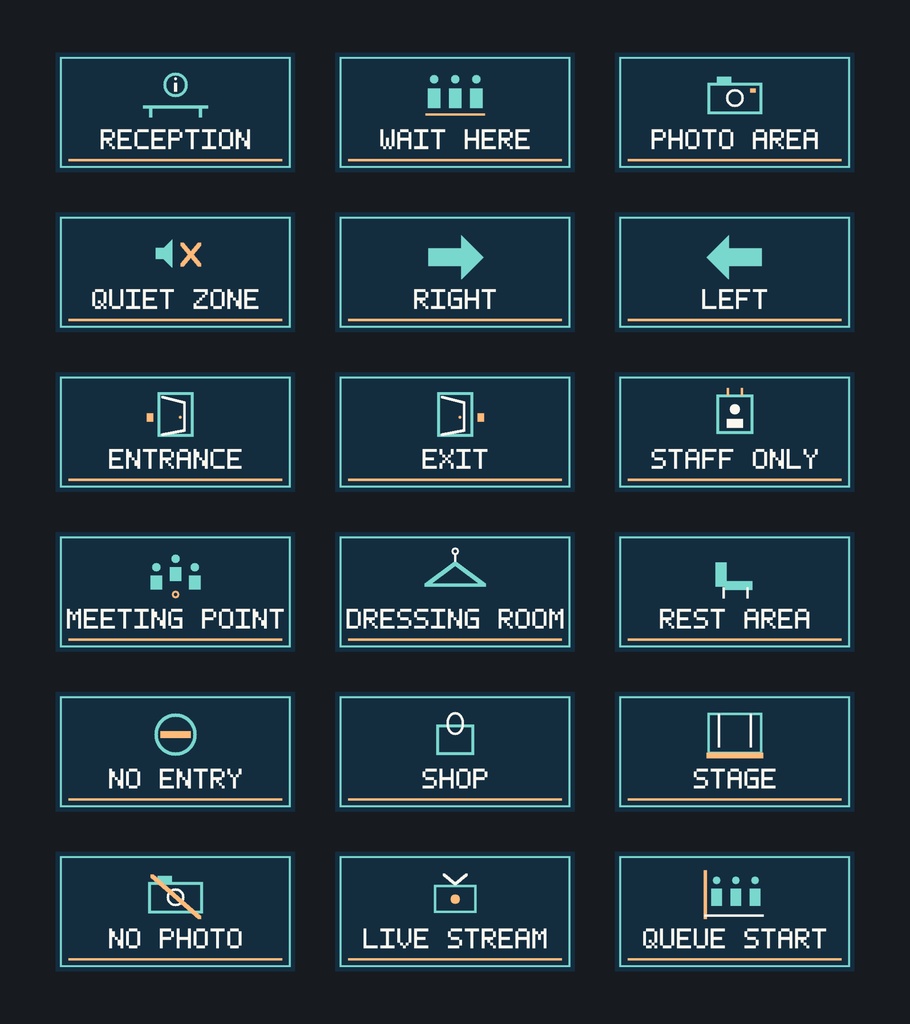 【無料試用版・未検証】案内サイン18用途＋設置部材3種｜Unity用Prefab付き