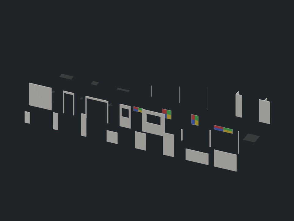 【無料】展示壁キット32部品＋5配置｜BLEND・FBX・Unity / ポセルーン