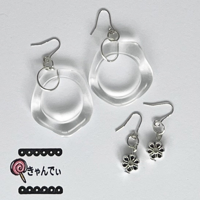 クリア　シルバー　ピアス セット