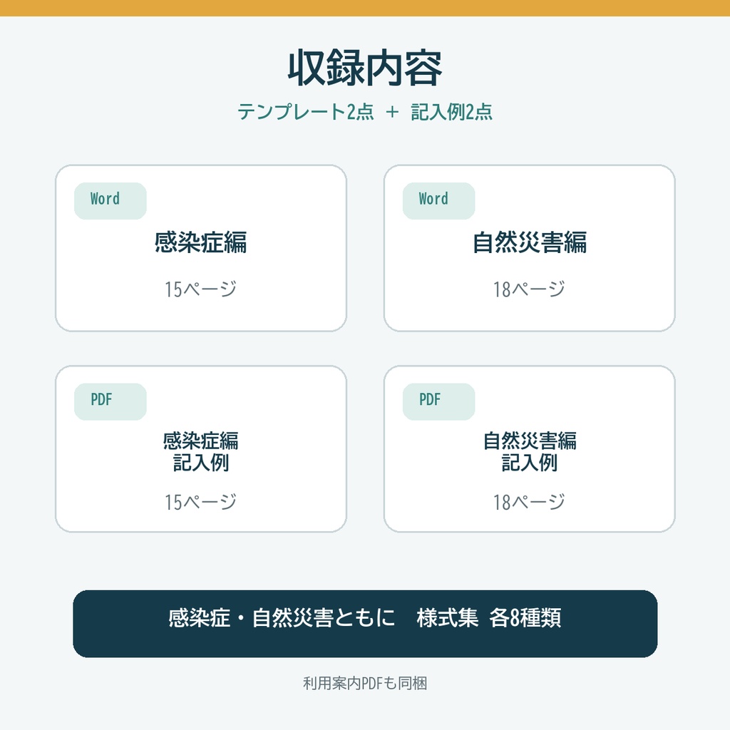 【特養向け】介護施設BCP Wordテンプレート|感染症・自然災害/記入例つき