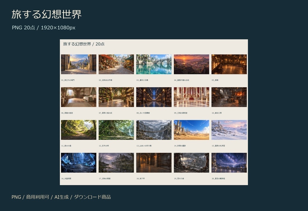 旅する幻想世界｜TRPG・ゲーム背景20点【AI生成】