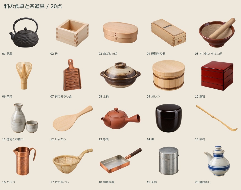 Japanese Tableware 20 PNG | 和の食卓と茶道具