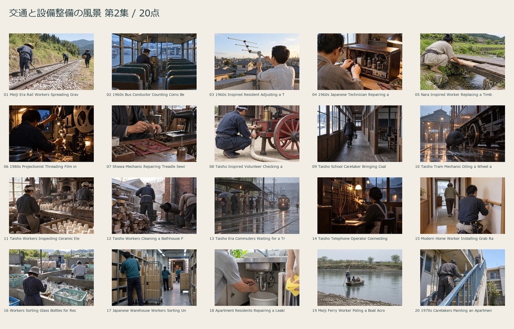 Transport & Maintenance in Japan Vol.2 | 20 Photo-Style JPEG | 交通と設備整備の風景 第2集【AI生成】