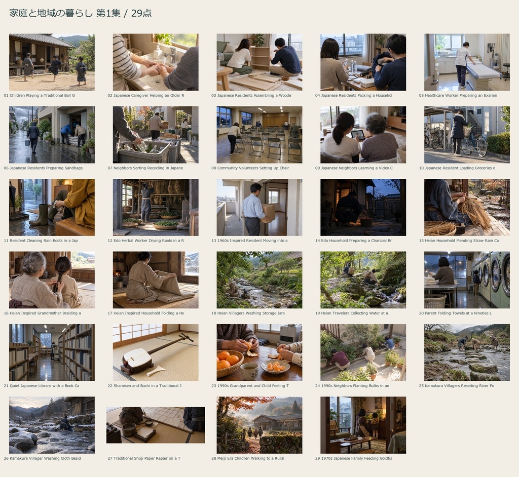 Home & Community in Japan Vol.1 | 29 Photo-Style JPEG | 家庭と地域の暮らし 第1集【AI生成】