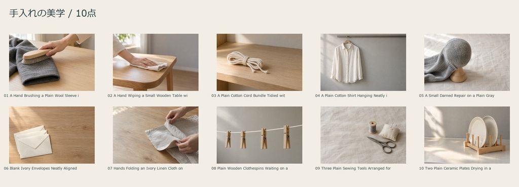Care & Order | 10 Photo-Style JPEG | 手入れの美学【AI生成】