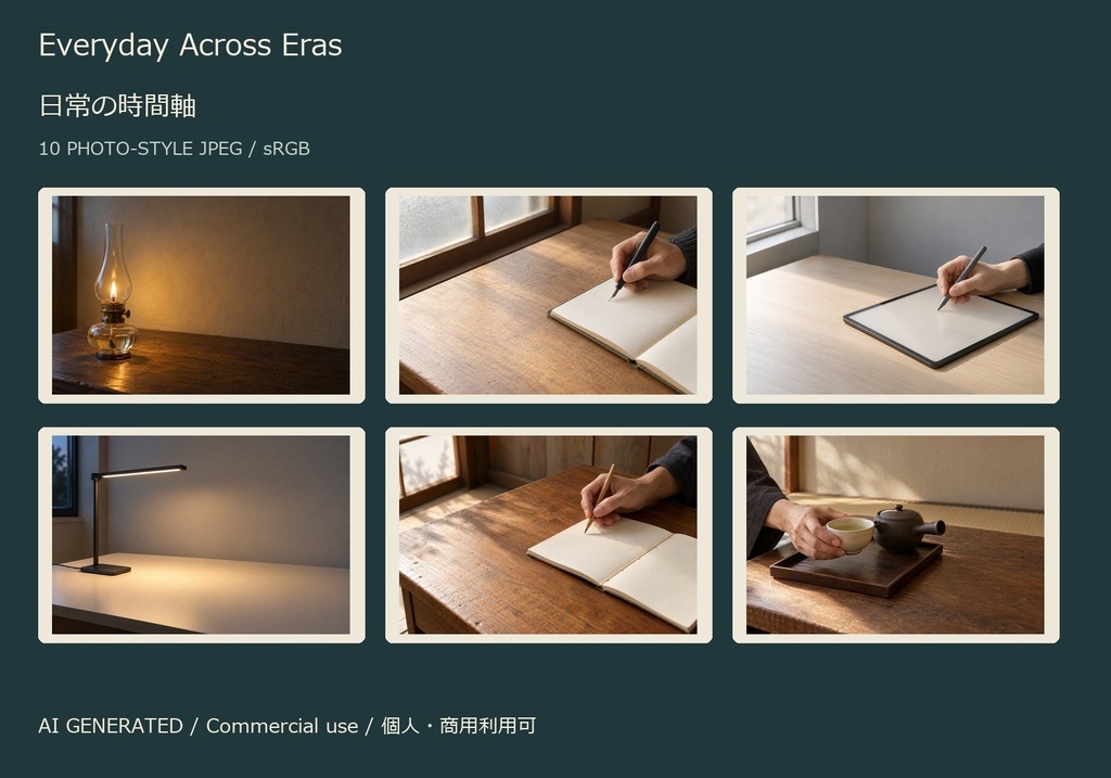 Everyday Across Eras | 10 Photo-Style JPEG | 日常の時間軸【AI生成】