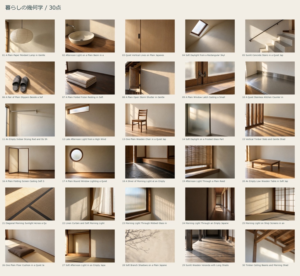 Quiet Geometry | 30 Photo-Style JPEG | 暮らしの幾何学【AI生成】