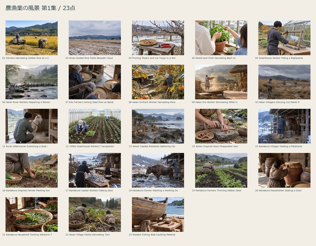 Rural Work in Japan Vol.1 | 23 Photo-Style JPEG | 農漁業の風景 第1集【AI生成】