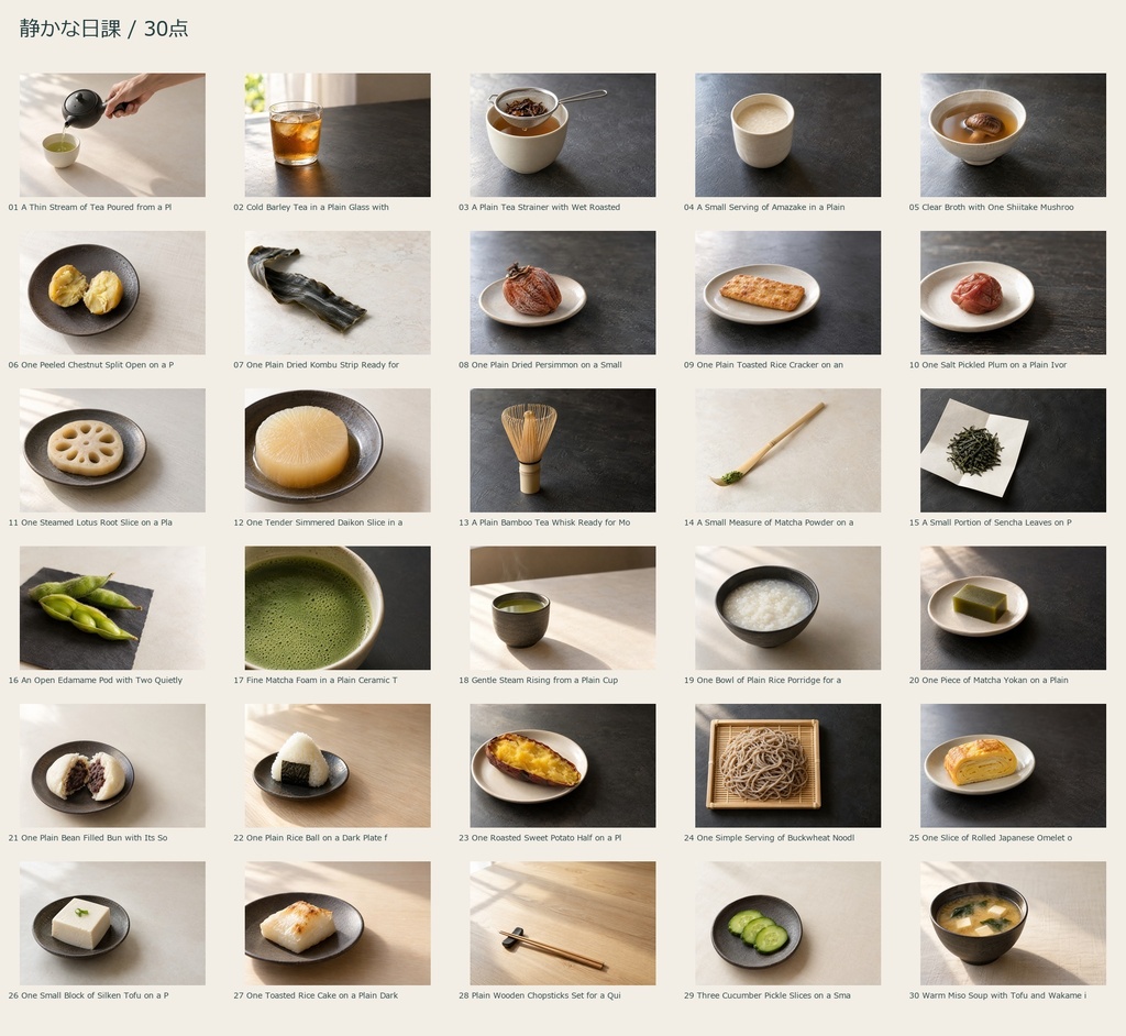 Daily Rituals | 30 Photo-Style JPEG | 静かな日課【AI生成】